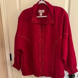 Red Studded windbreaker jacket